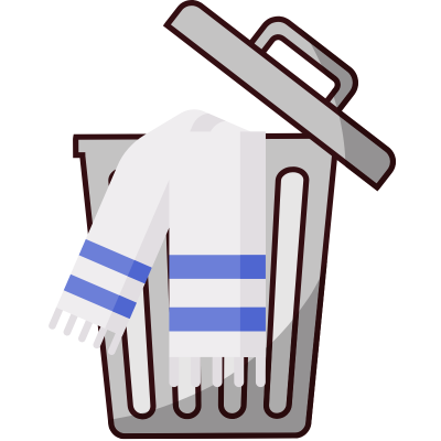 trash can with tallitot sticking out