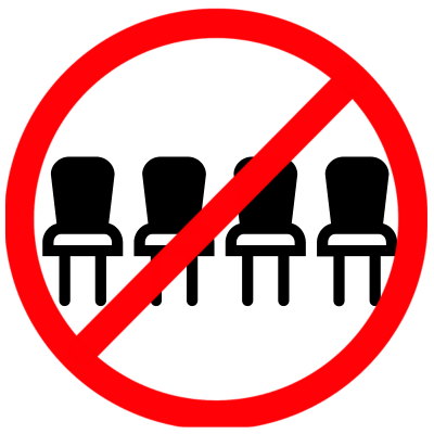 Graphic of chairs crossed out.