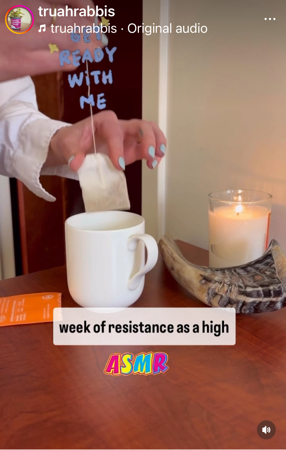 Screen shot of an instgram reel where someone is making tea